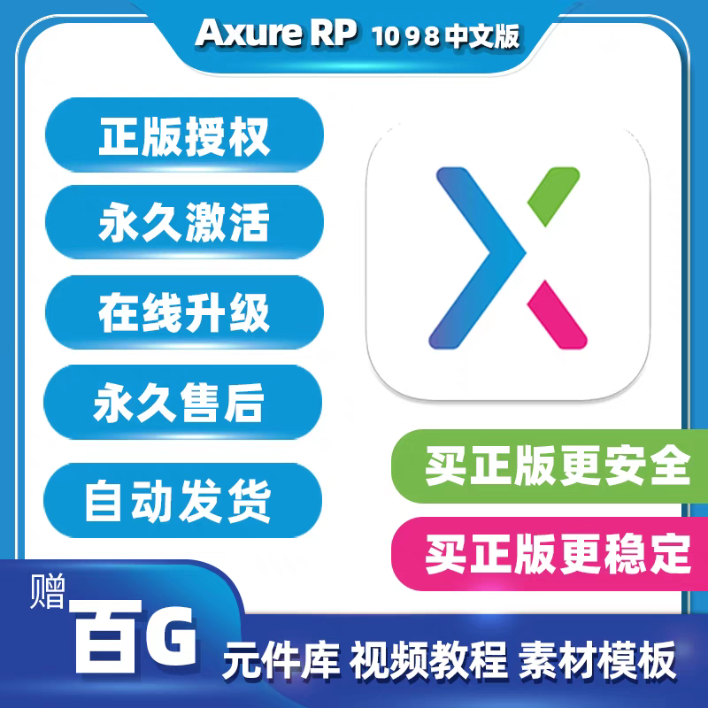 Axure RP 软件 安装包 最新版简体中文版 原版软件 永久激活 支持远程 重装可用 现在下单赠送学习教程 自动发货